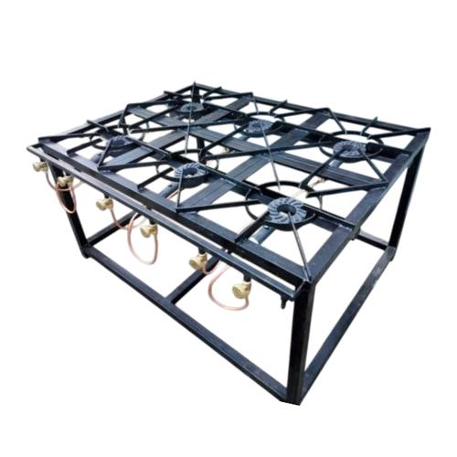 Mild Steel Black Six Burner Gas Cooker