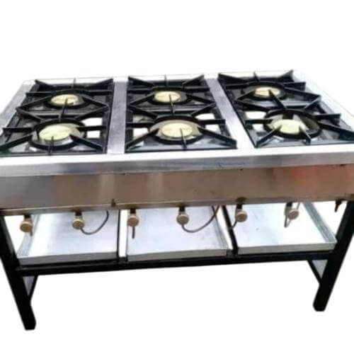 Stainless Steel Six Burner Gas Cooker