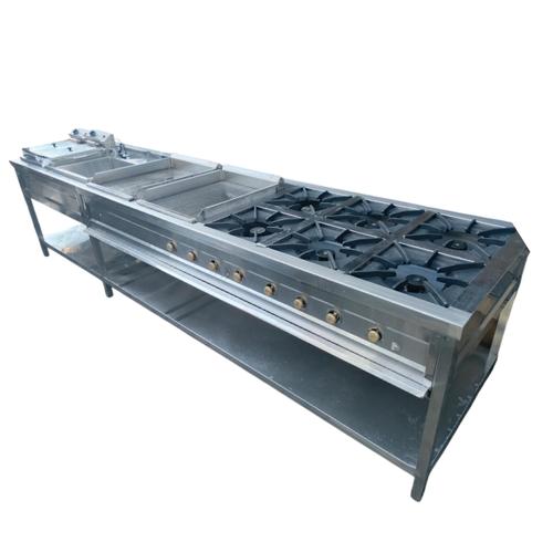 Combined Cooking Unit – 6 Burners, 2 Griddles, Deep Fryer