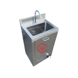 Commercial Stainless Steel Hand Wash Sink with Storage Cabinet & Foot Pedal