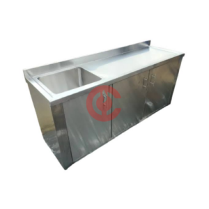 Commercial Stainless Steel Work Table with Sink & Storage Cabinet