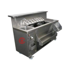 Commercial Stainless Steel Cocktail Station with Ice Bin & Garnish Tray