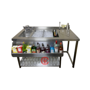 Commercial Stainless Steel Cocktail Bar Station with Ice Bin
