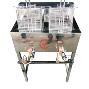Commercial Double Gas Fryer with Fibre Insulation & Stainless Steel Stand
