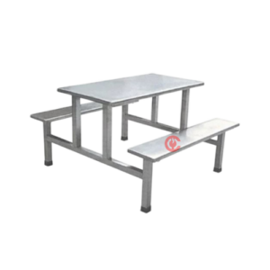Commercial Stainless Steel Dining Table with Attached Benches